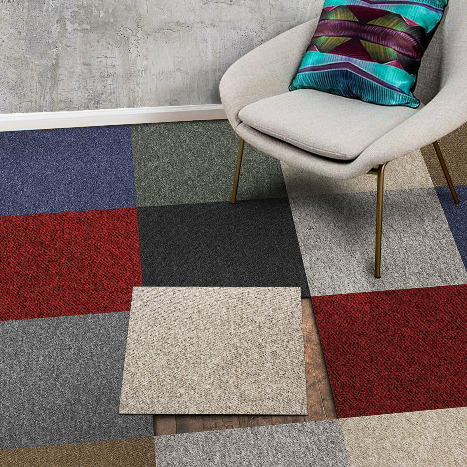 Floor carpet tiles, tread tiles, office carpets 5 colors